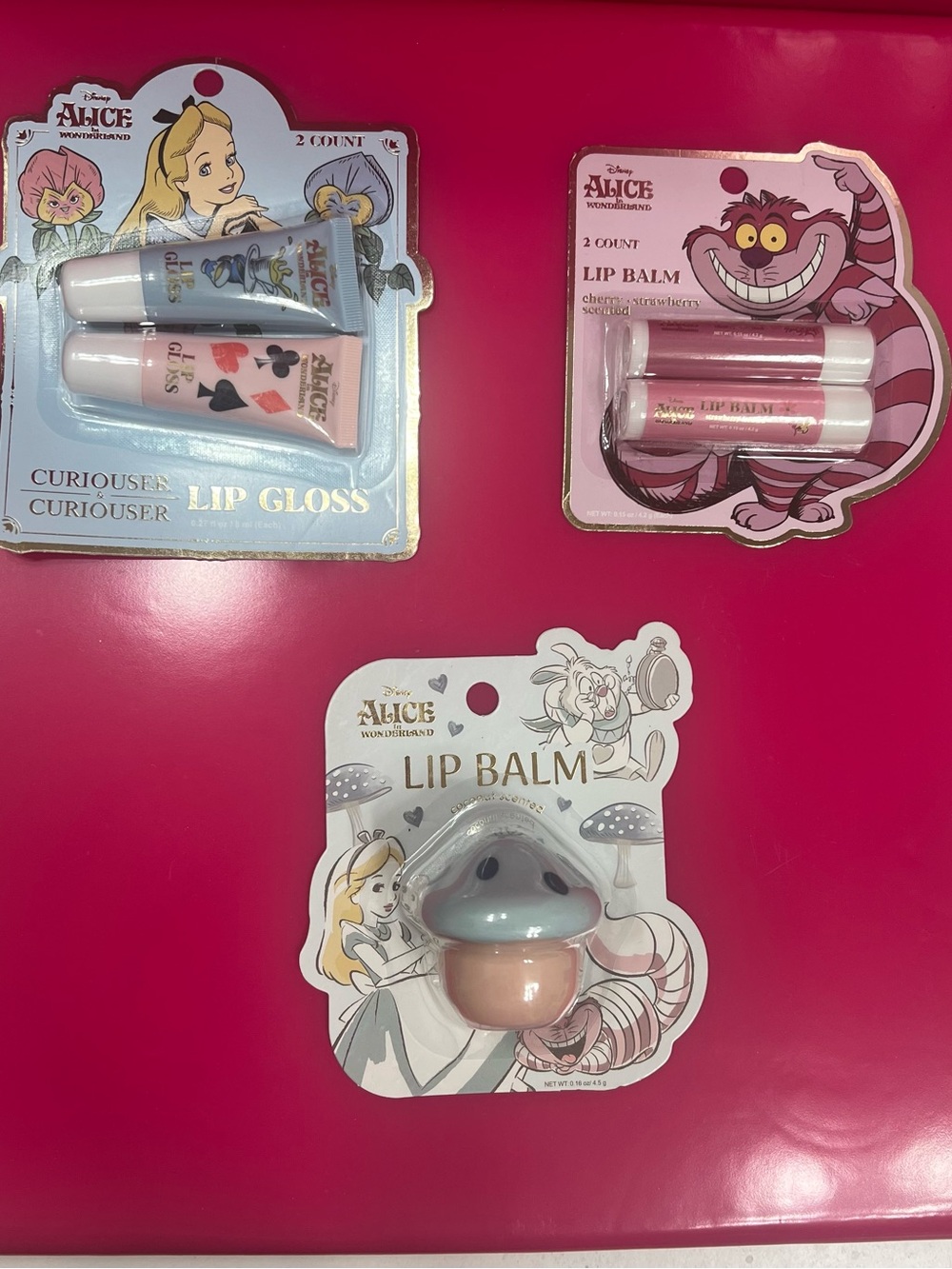 Disney Alice in Wonderland Lip Gloss & Balm Set — Blue, Pink, Cream